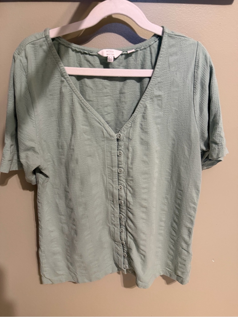 FatFace Mint Button-Front V-Neck Blouse